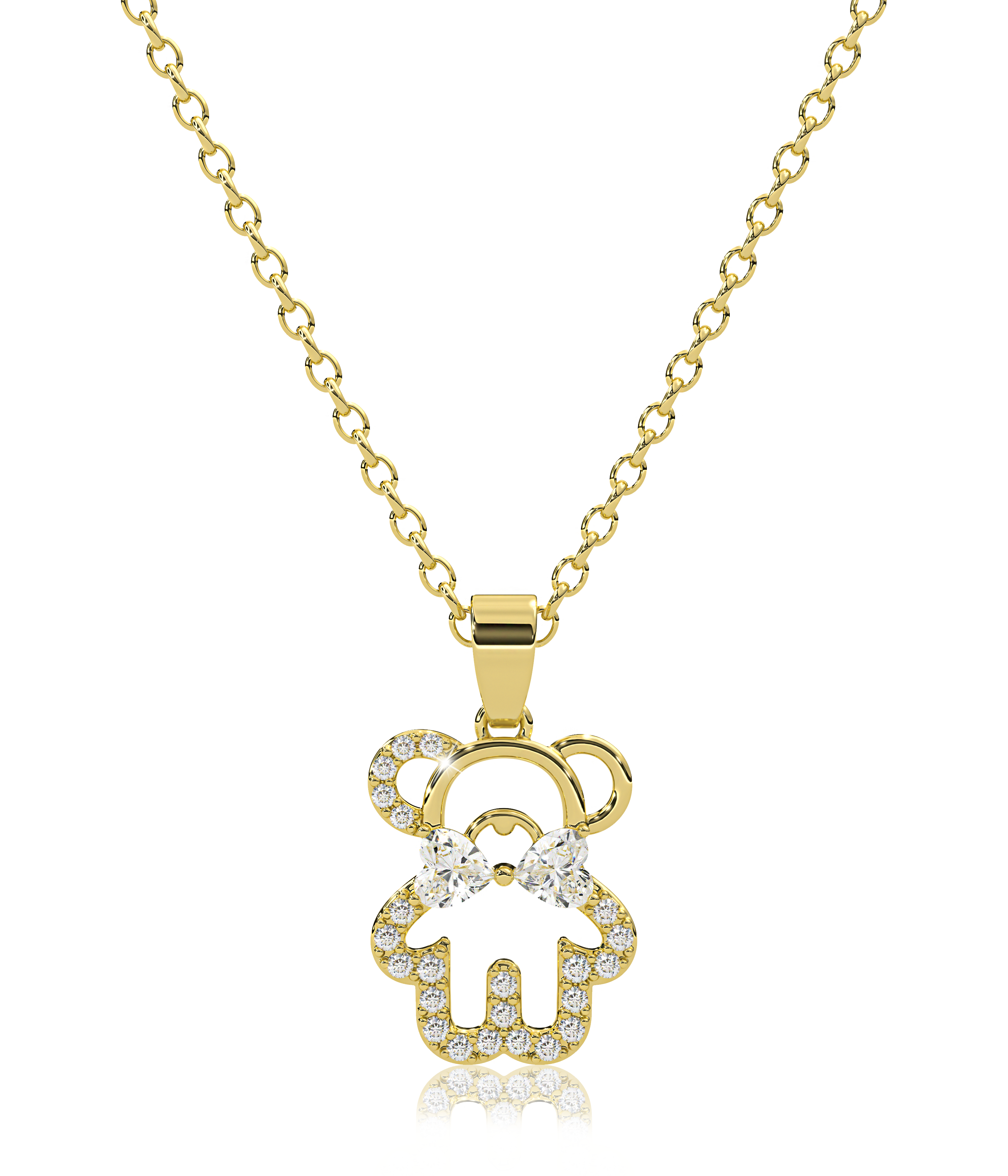 Ketting dames goud beertje zirkonia steentjes verstelbaar