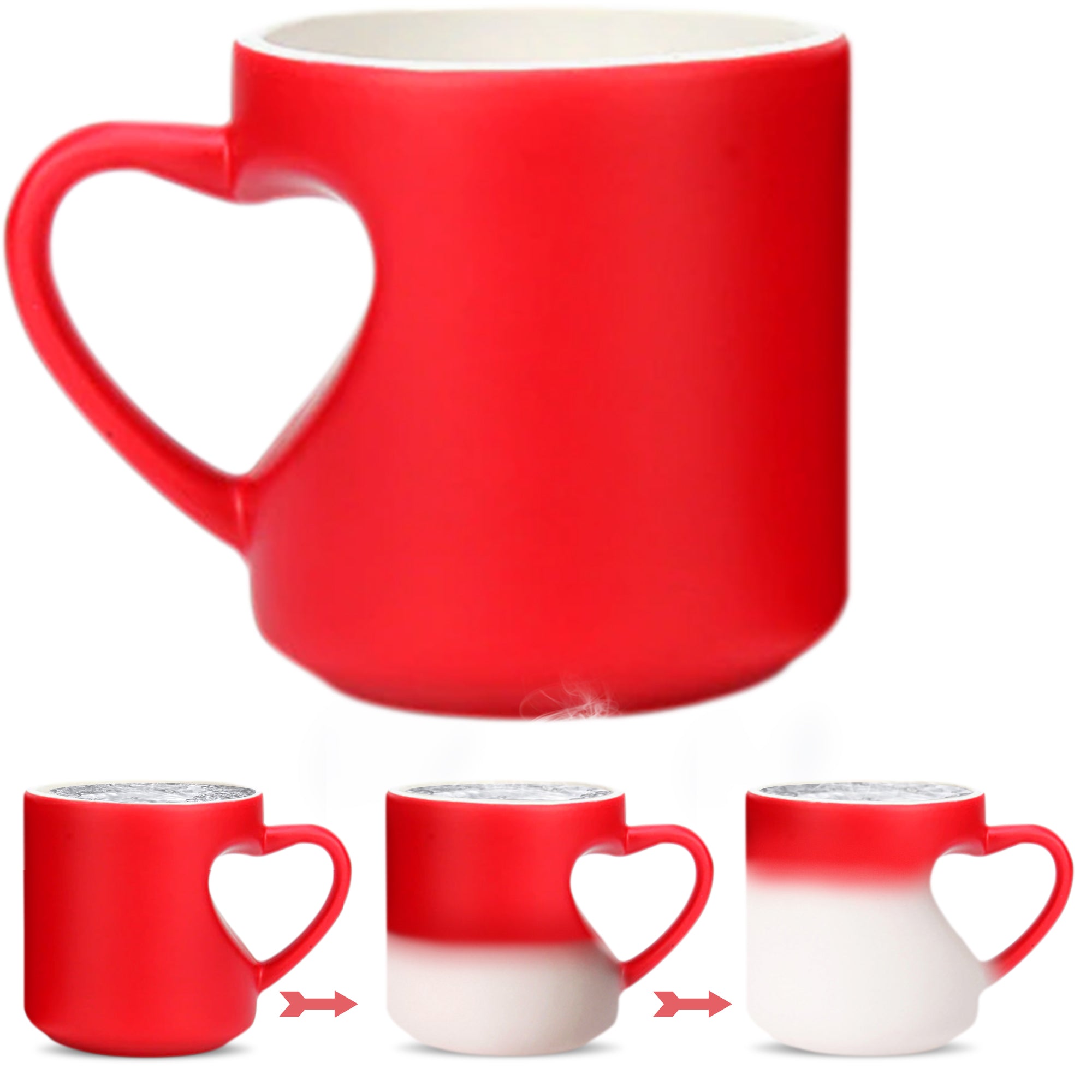 Mok glas hart rood veranderd van kleur