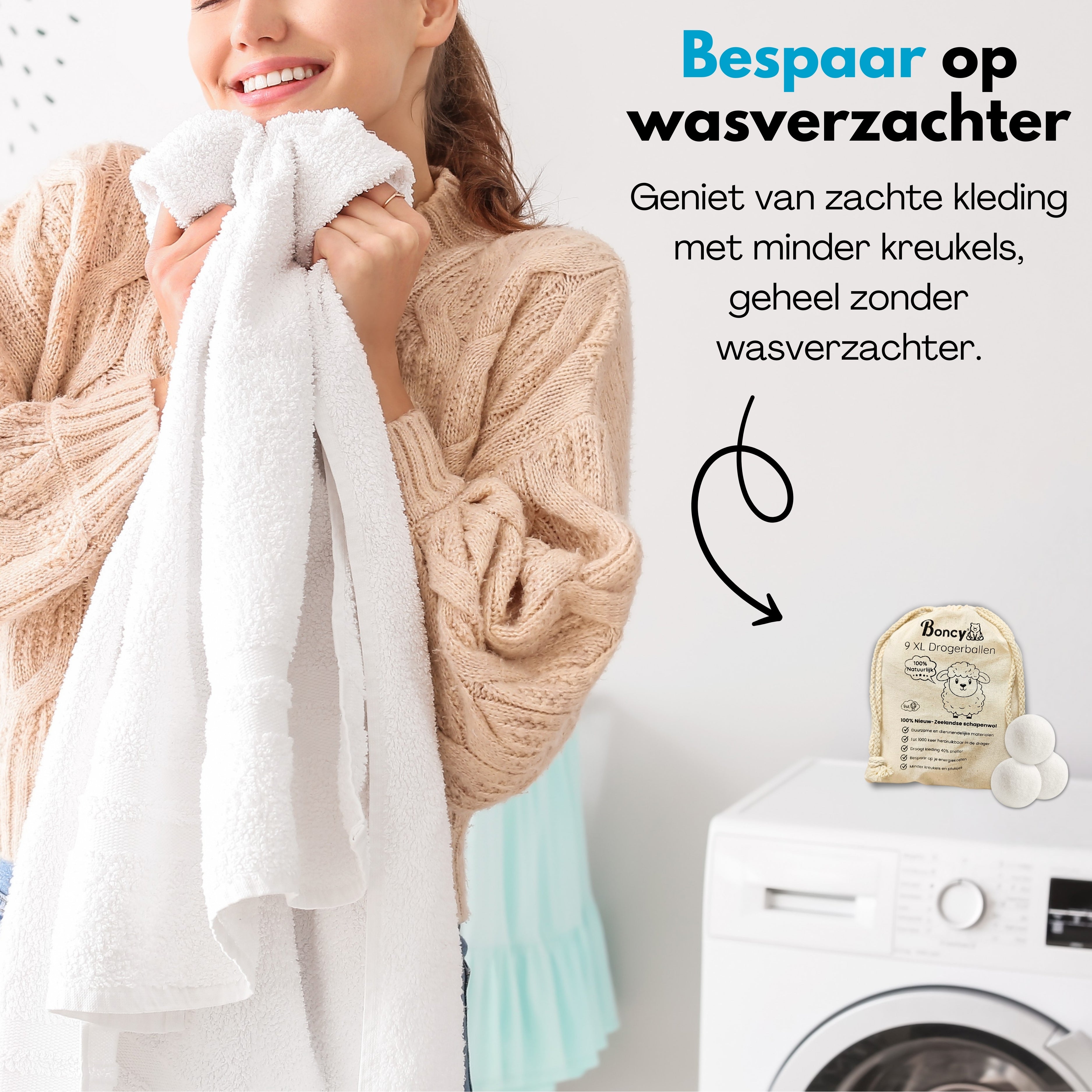 Boncy® Premium Drogerballen - 9 Stuks - Wit