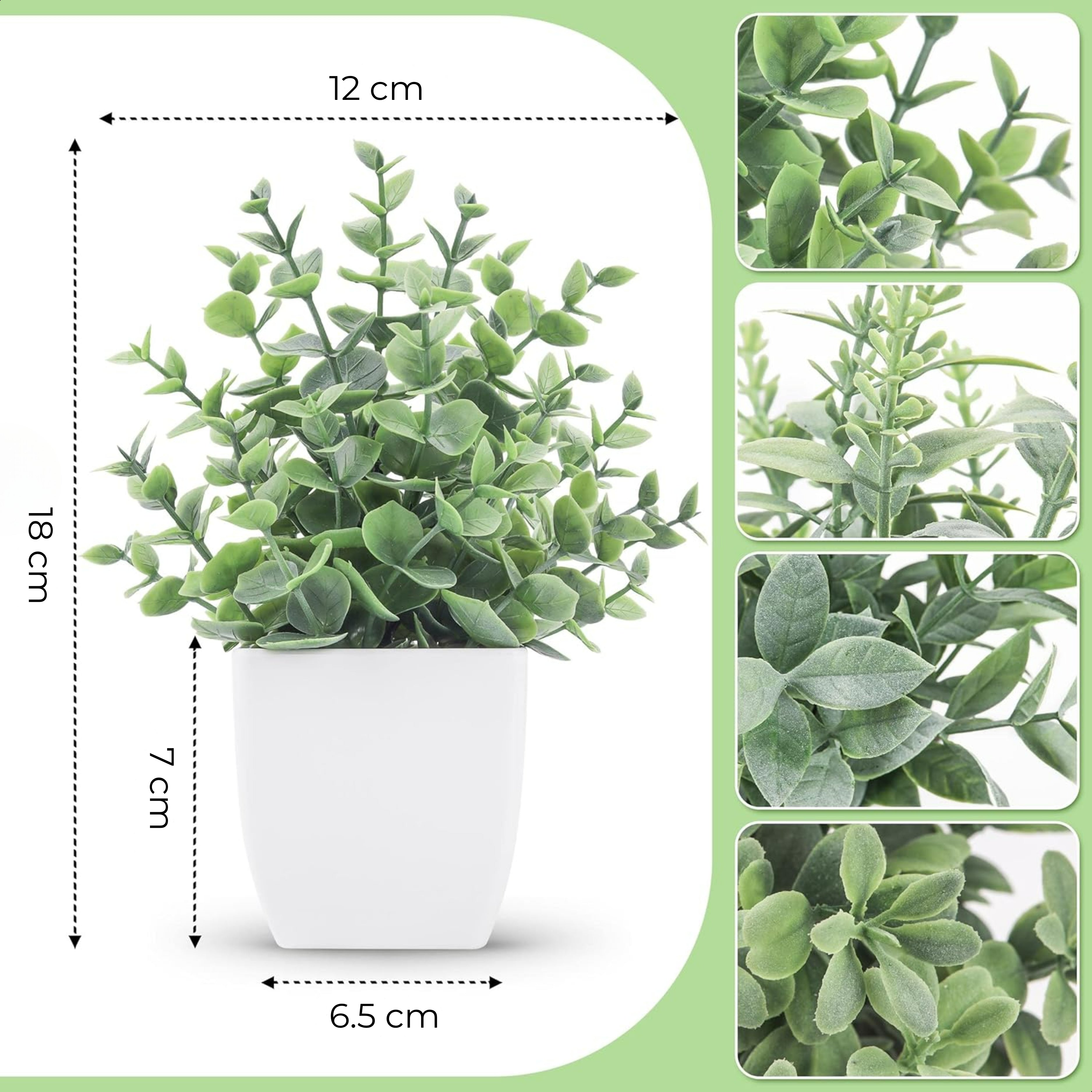 Premium Kunstplantjes in pot | 4 Stuks