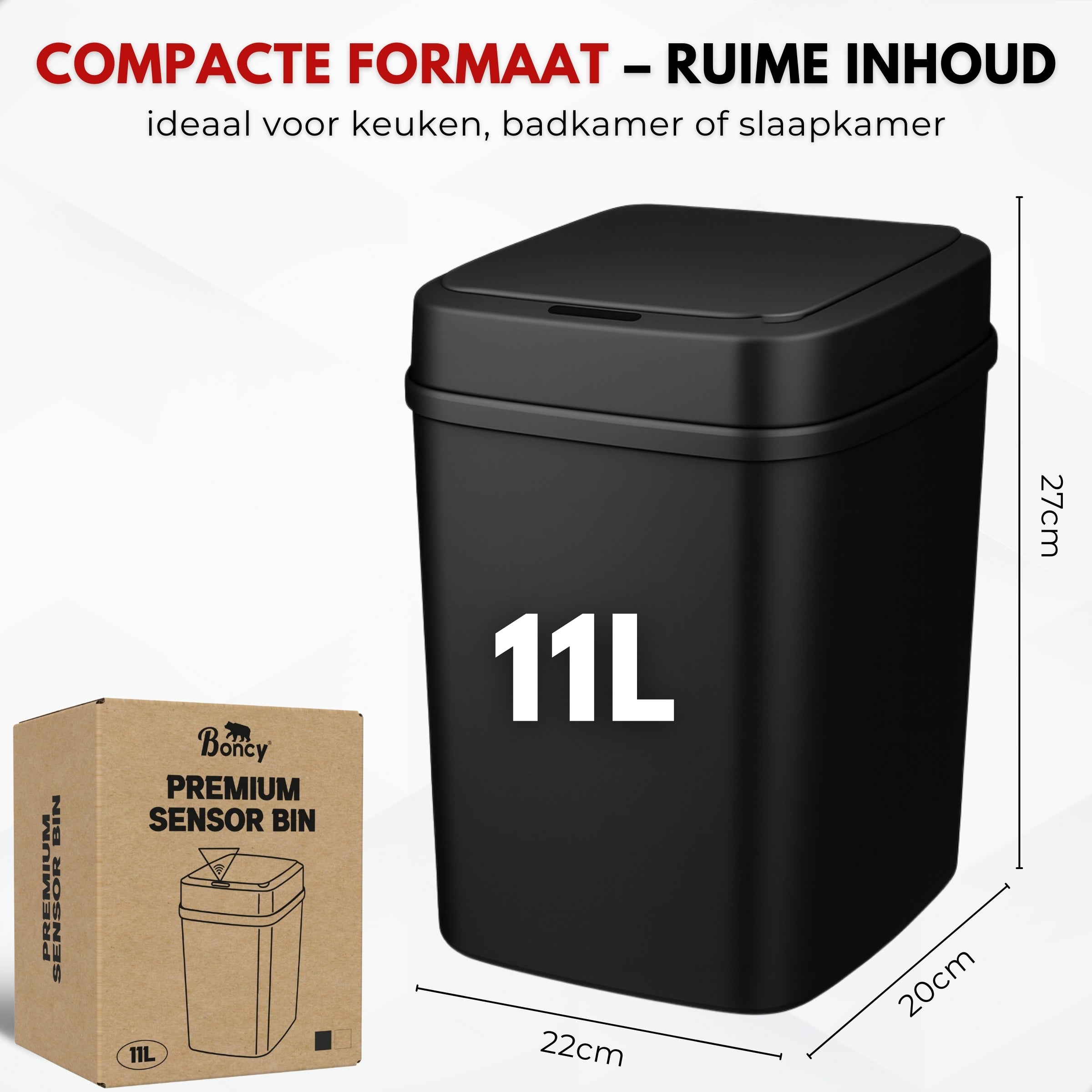 Prullenbak Met Sensor | 11 Liter | Zwart