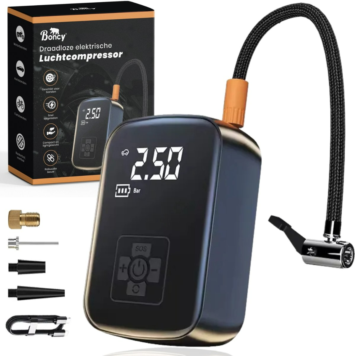 Boncy® Elektrische Luchtcompressor met Drukmeter