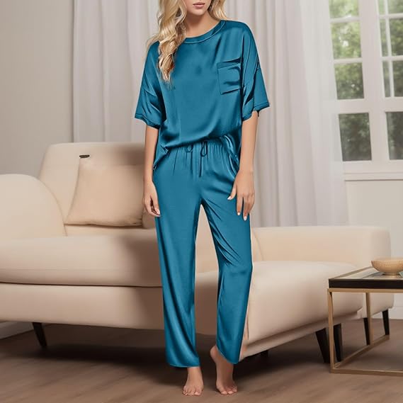 Pyjama Set Dames | Shirt en Broek | Satijn | Groen