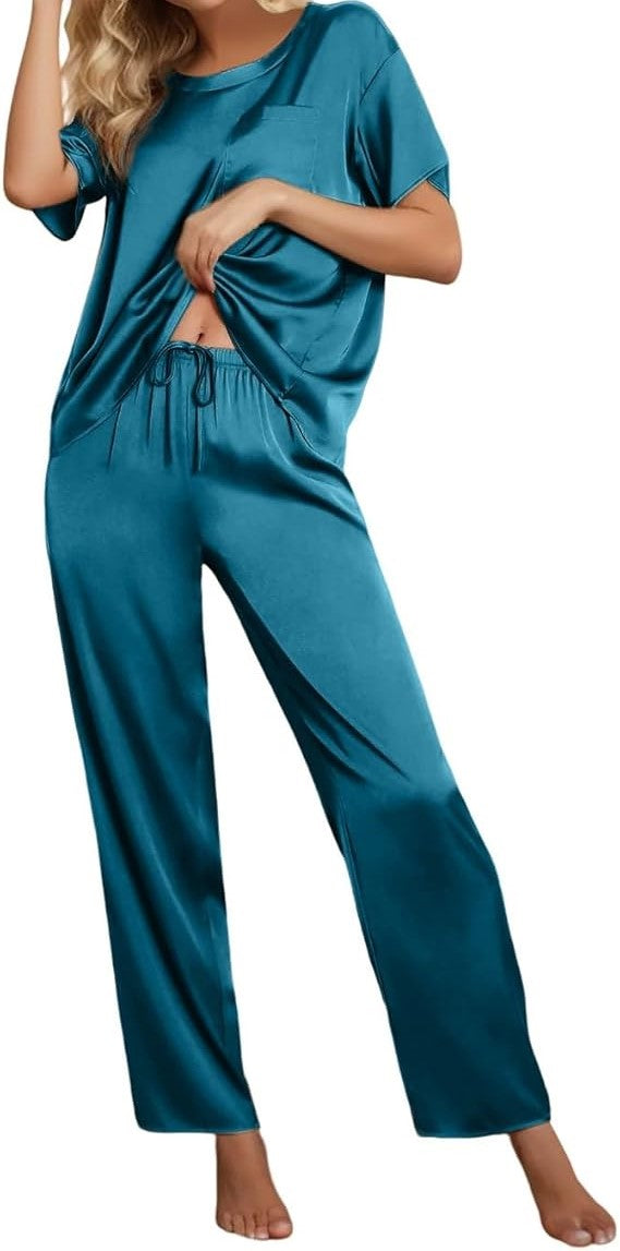 Pyjama Set Dames | Shirt en Broek | Satijn | Groen