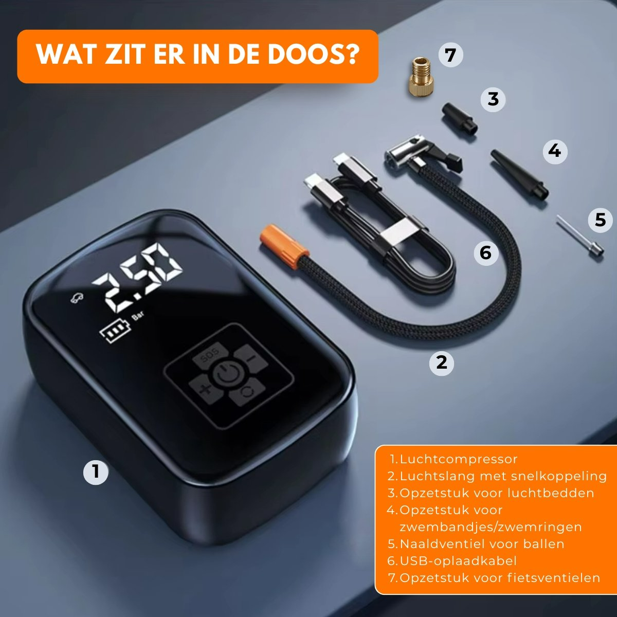 Boncy® Elektrische Luchtcompressor met Drukmeter