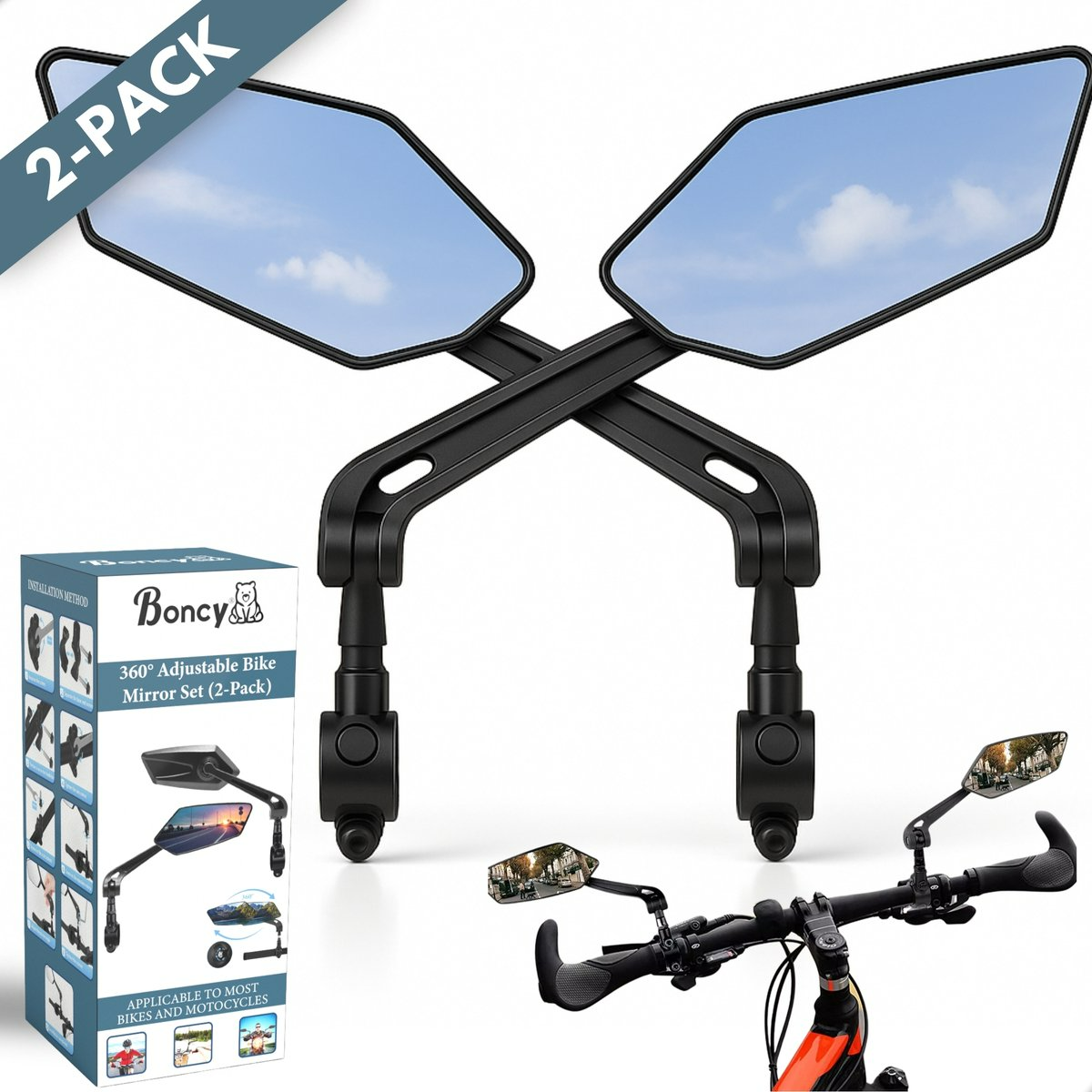 Boncy® Fietsspiegel 2-pack | Buiten Stuur