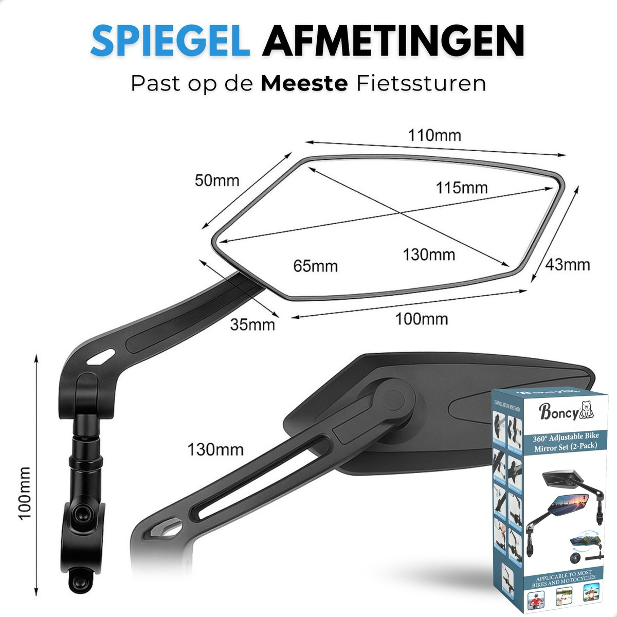 Boncy® Fietsspiegel 2-pack | Buiten Stuur