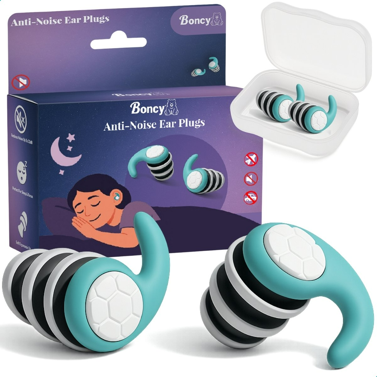 Boncy® Herbruikbare Slaap Oordoppen | Mint-Groen