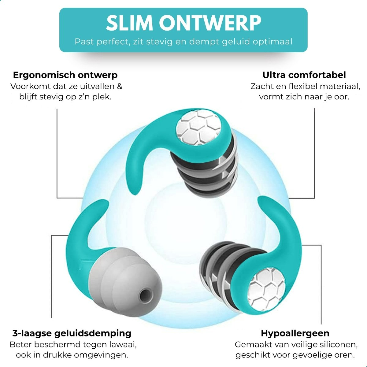 Boncy® Herbruikbare Slaap Oordoppen | Mint-Groen