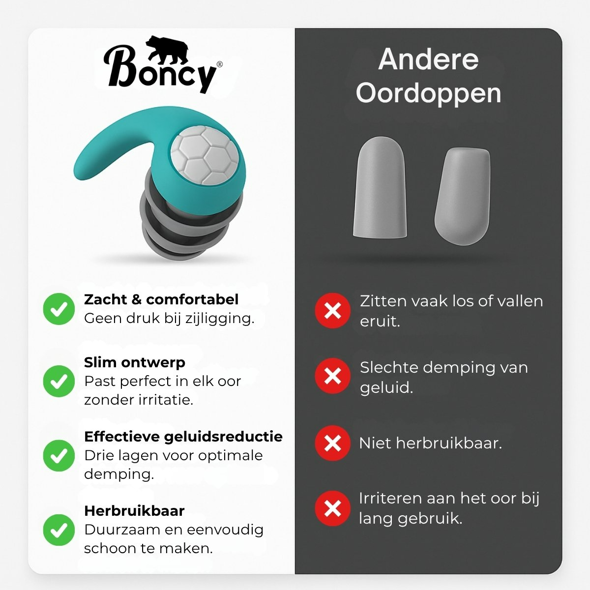 Boncy® Herbruikbare Slaap Oordoppen | Mint-Groen