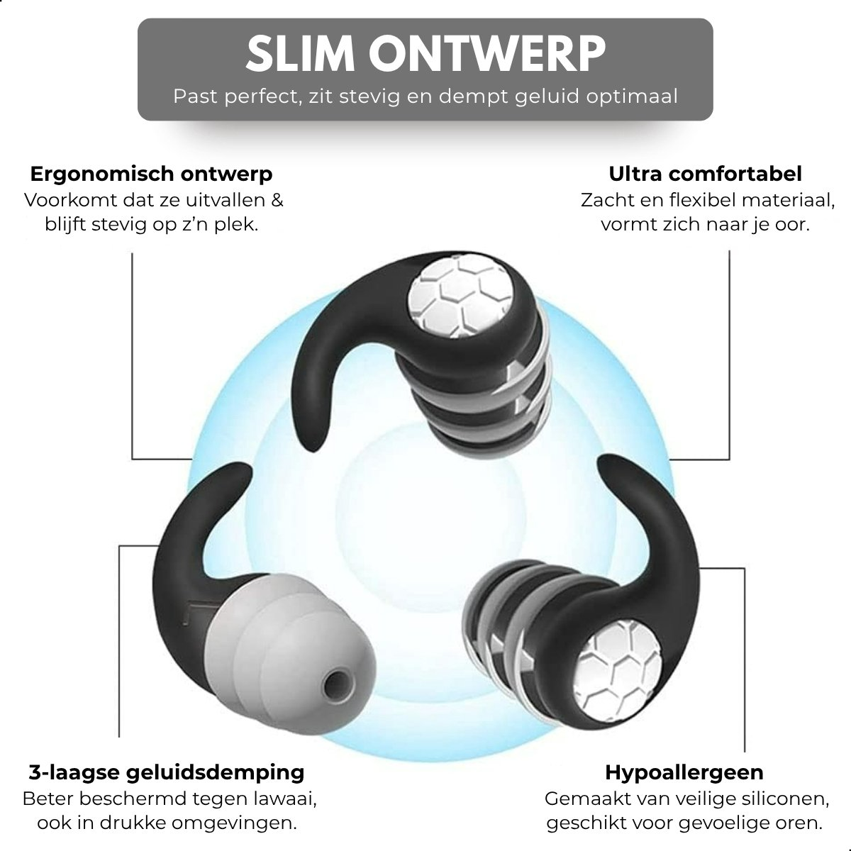Boncy® Herbruikbare Slaap Oordoppen | Zwart