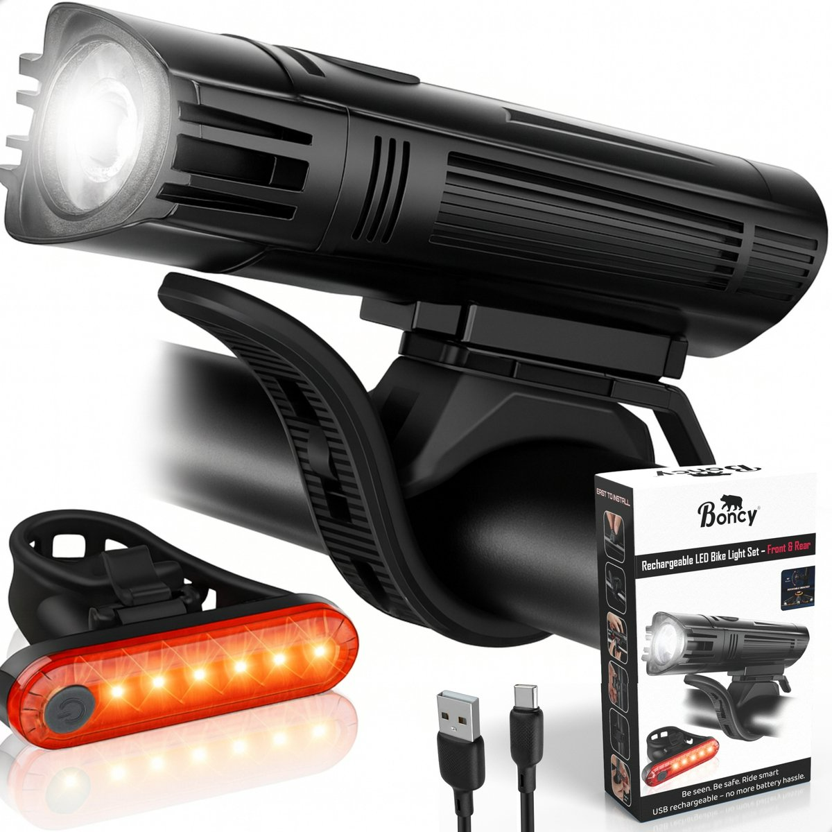 Boncy® Oplaadbare Fietslamp Set