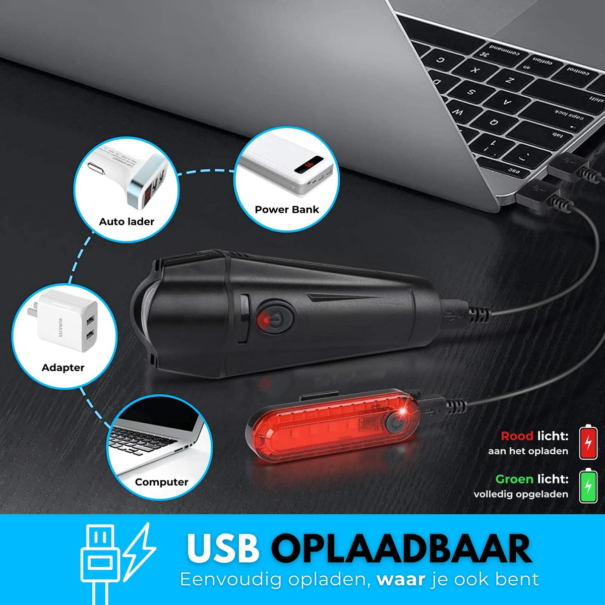 Boncy® Oplaadbare Fietslamp Set