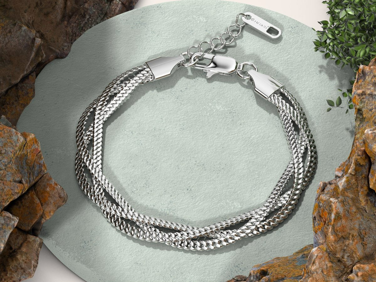 Malinsi® Armband Dames | Triplet Chain | Zilver