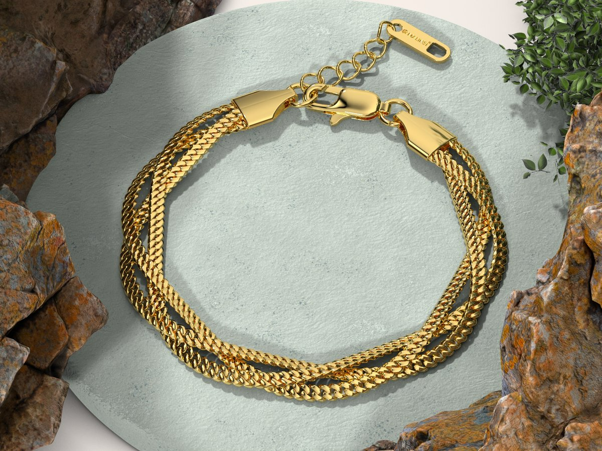 Malinsi® Armband Dames | Triplet Chain | Goud