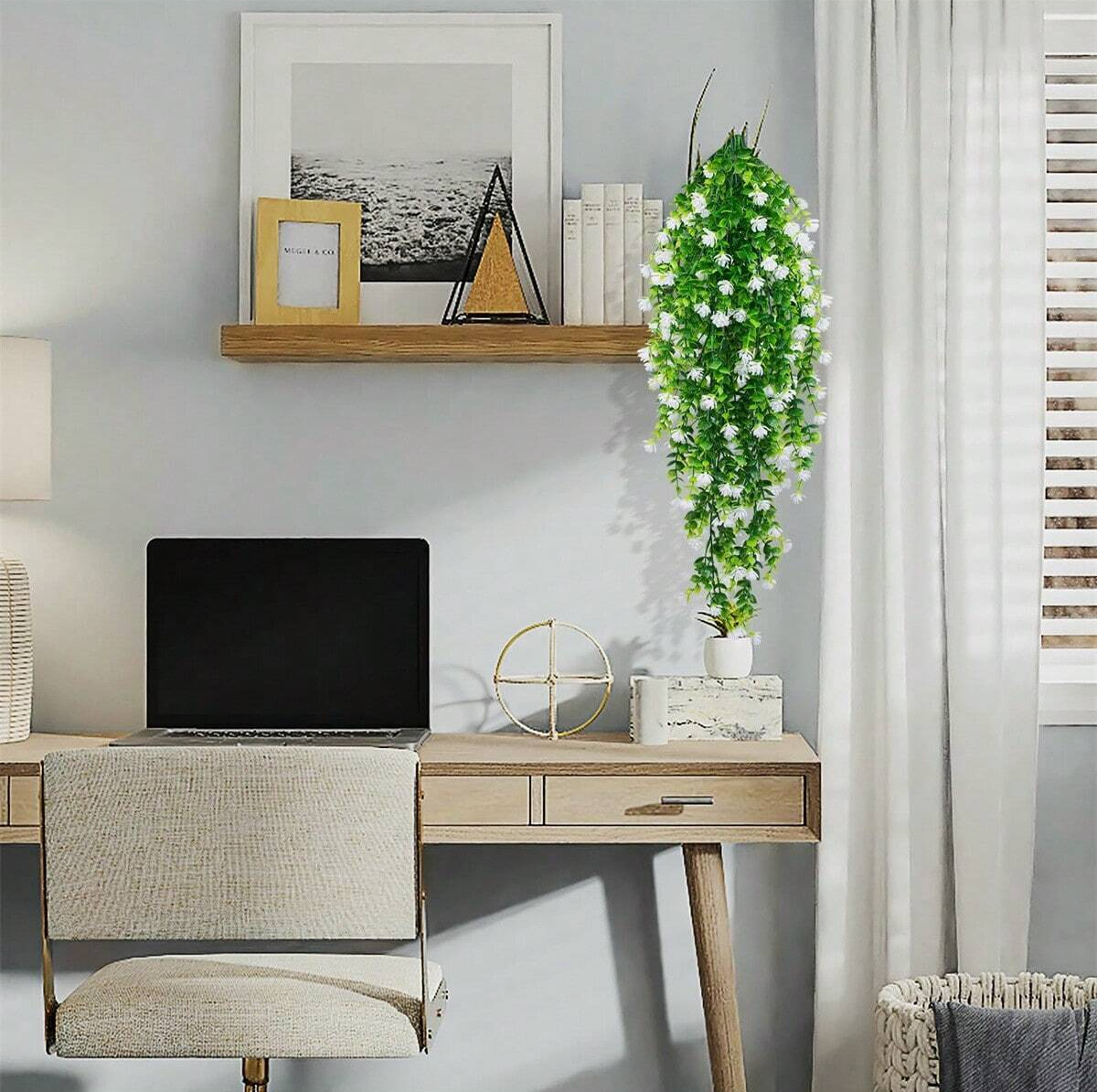 Premium Kunstplant | Hangplant Wit/Groen | 3 Stuks