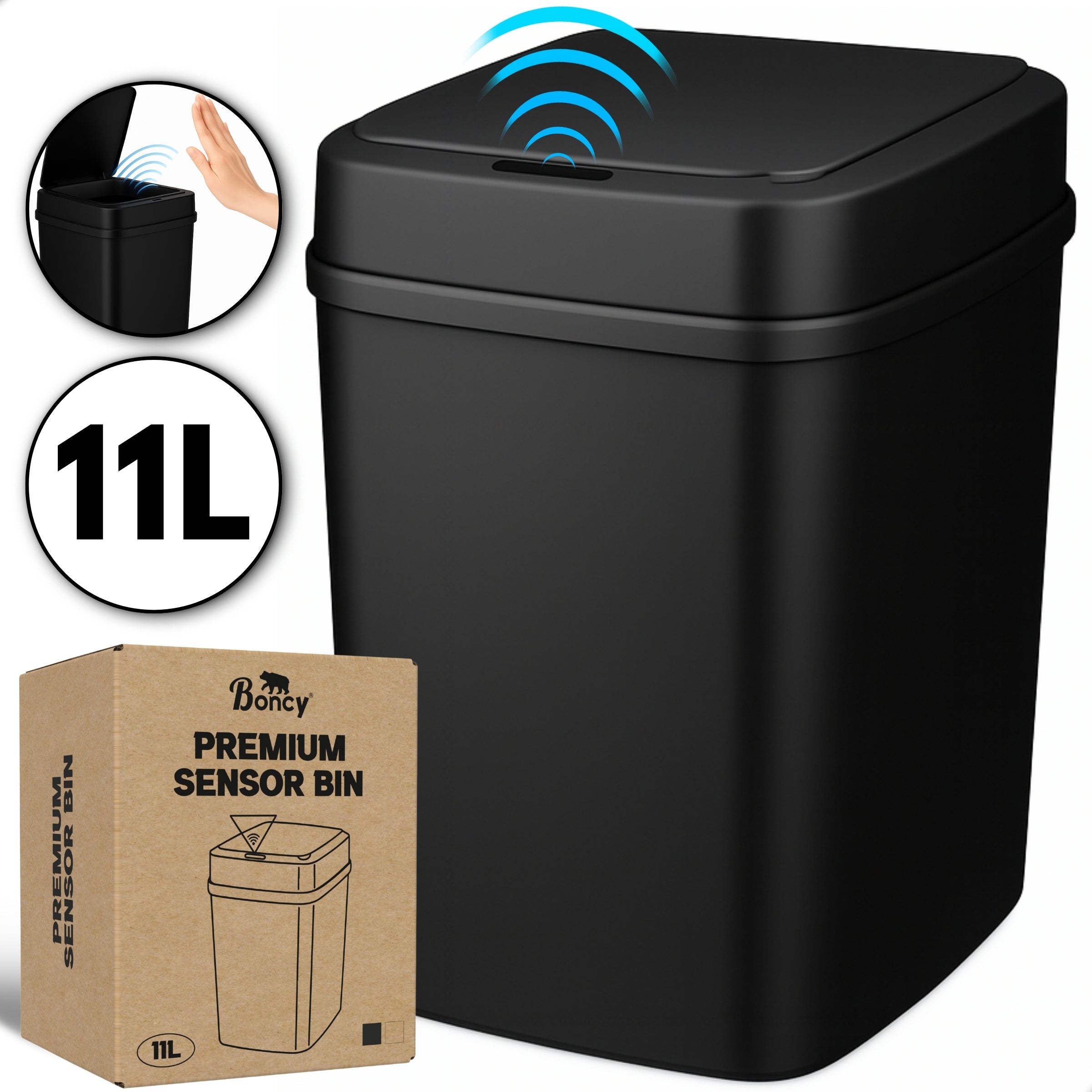 Prullenbak Met Sensor | 11 Liter | Zwart