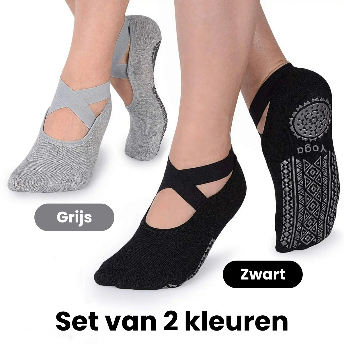 2-Pack Antislip Yoga Sokken | Kruis Strap