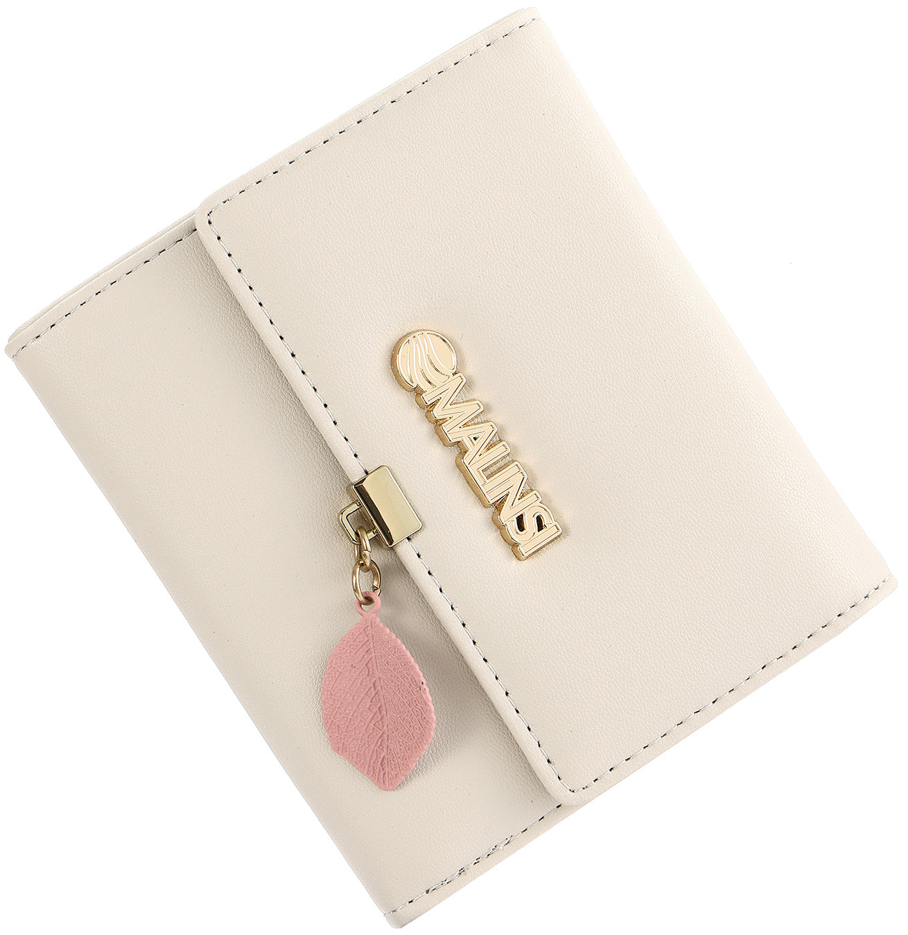 Portemonnee Dames | Wit met Roze Blad