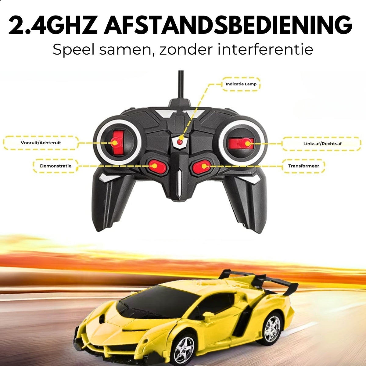 Bestuurbare Transformer Auto | Lambo Geel