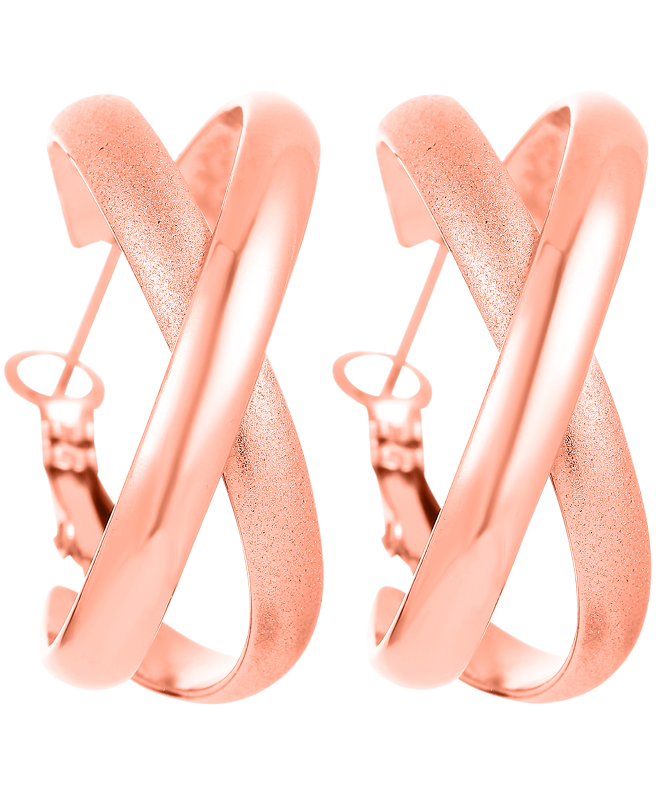 Oorbellen Dames Hybridmatt | Rose Goud Plated RVS