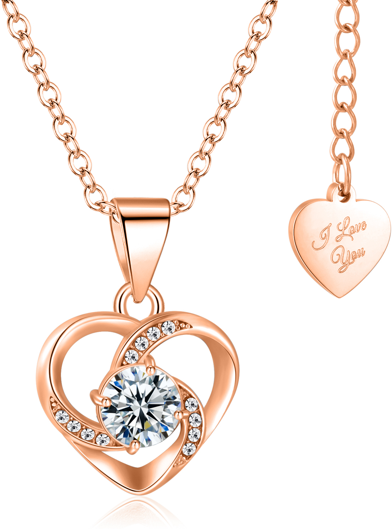 Ketting Dames | Spiraal Hart | Rose goud plated RVS