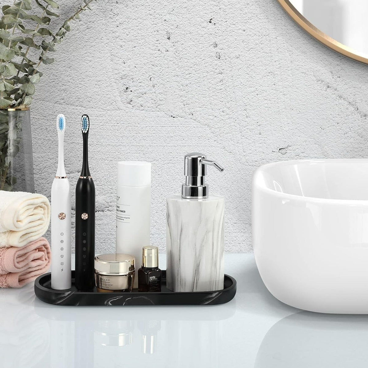 Kaarsenplateau | Zwart Marmer-look (Resin hars)