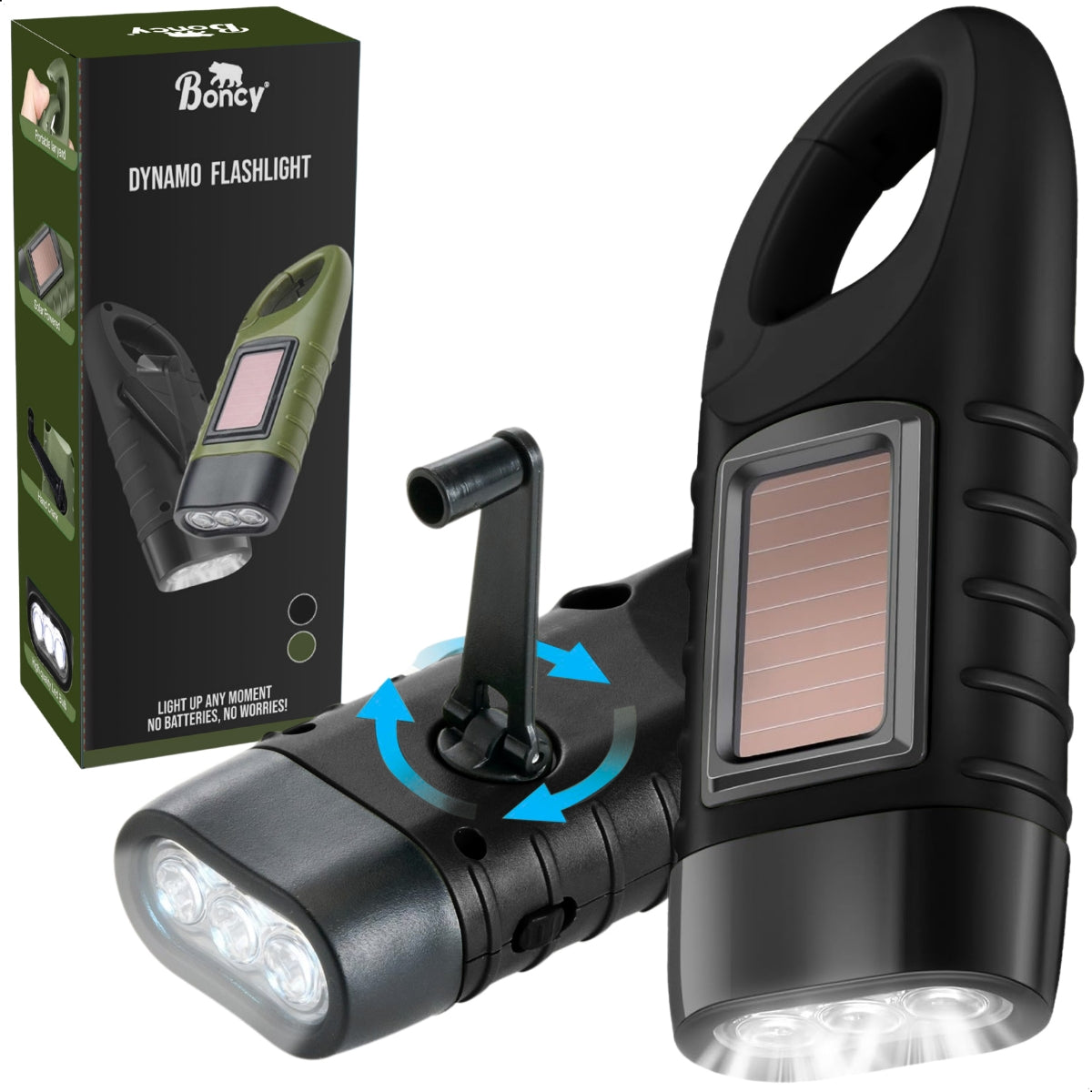 Boncy® Opwindbare LED Zaklamp | Zwart