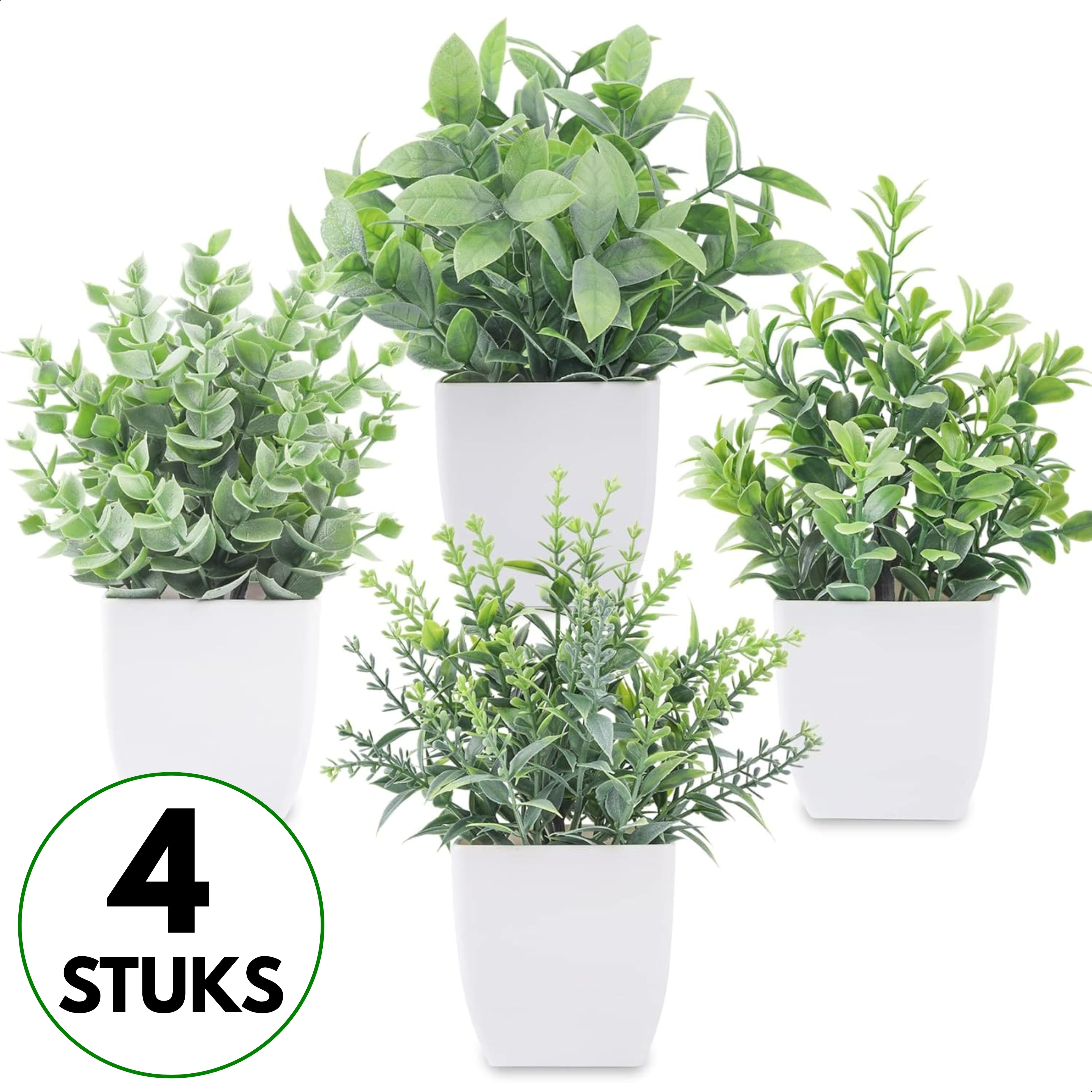 Premium Kunstplantjes in pot | 4 Stuks