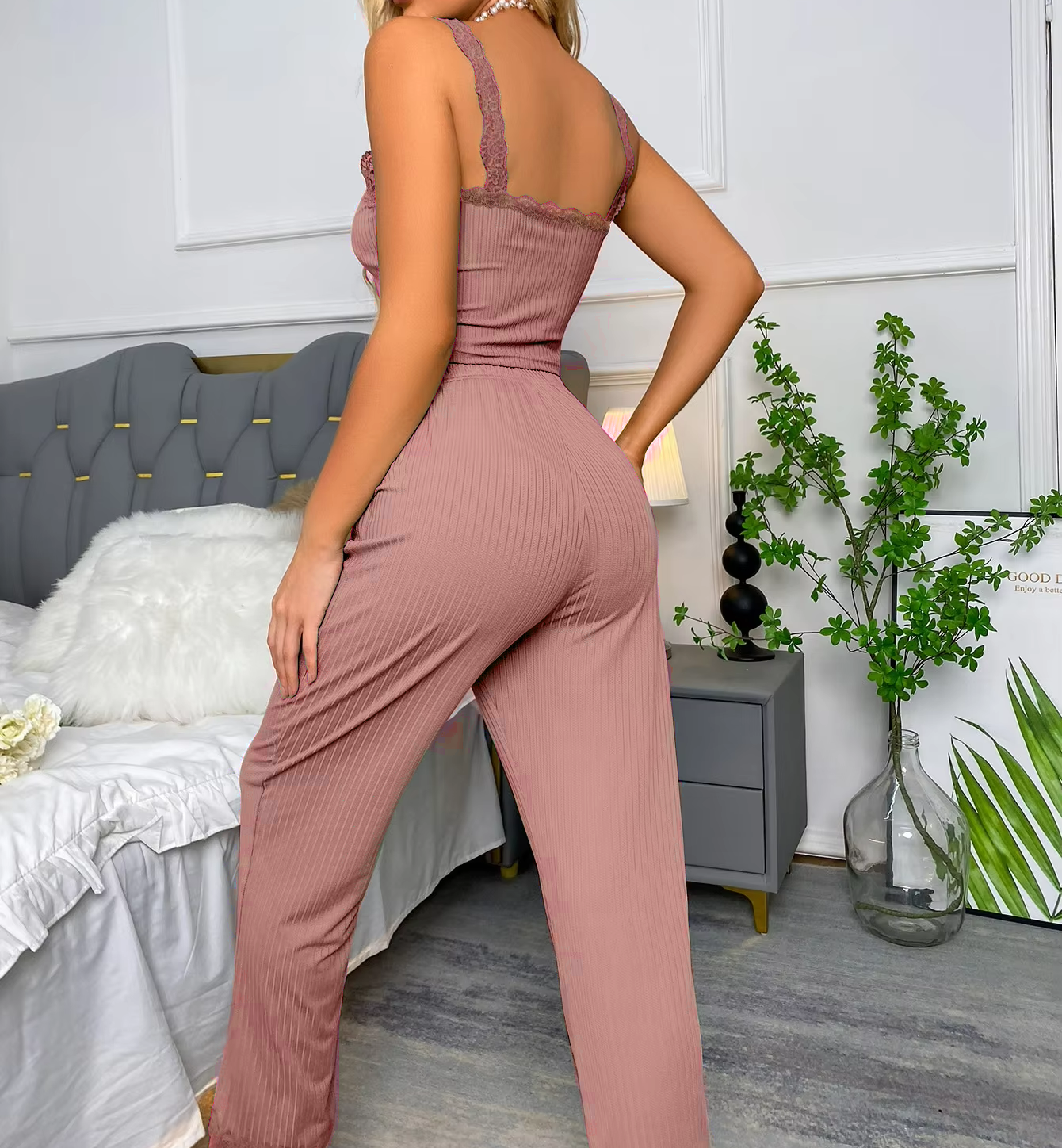 Pyjama Set Dames | Hemd en Broek | Roze