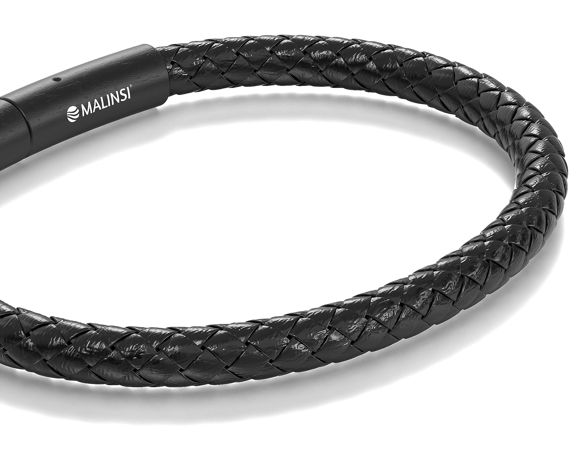 Armband Heren Leer | Enkel Gevlochten | Zwart