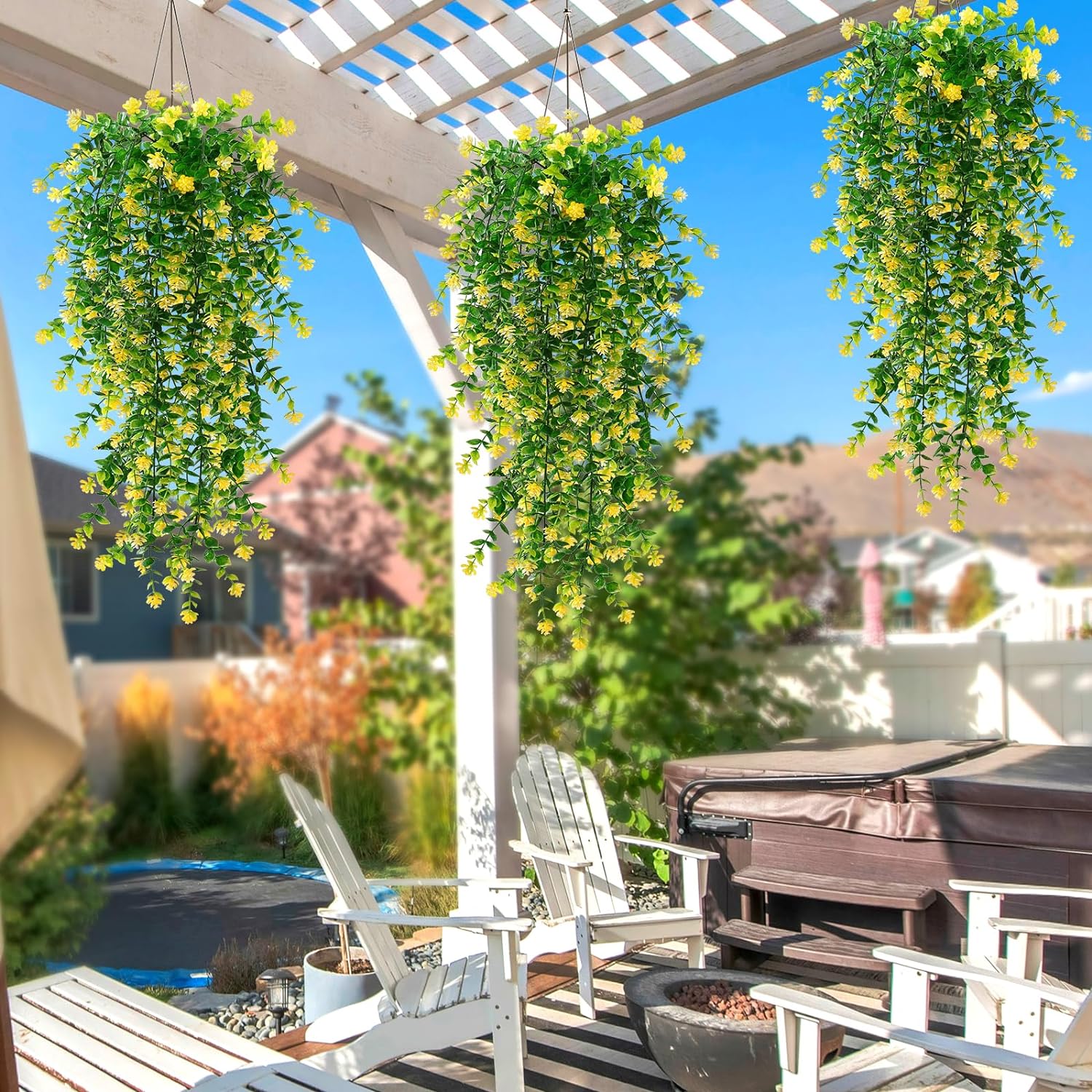 Premium Kunstplant | Hangplant Geel/Groen | 3 Stuks