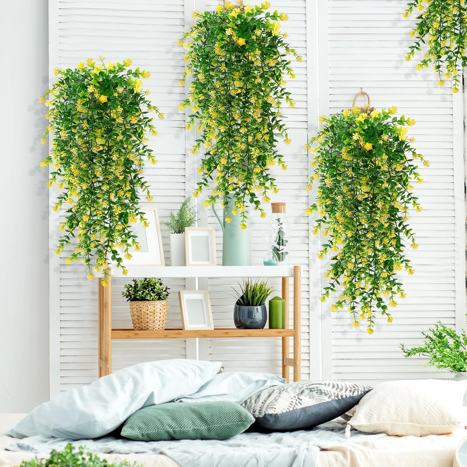 Premium Kunstplant | Hangplant Geel/Groen | 3 Stuks