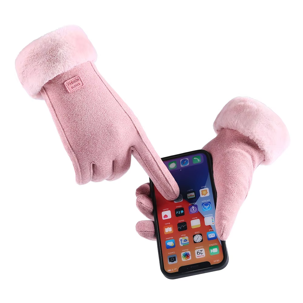 Dames Fluffy Handschoenen Met Touchscreen | Roze