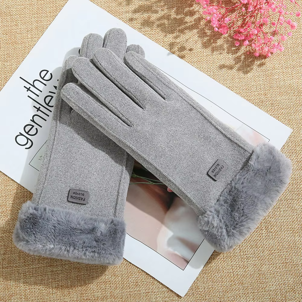 Dames Fluffy Handschoenen Met Touchscreen | Grijs