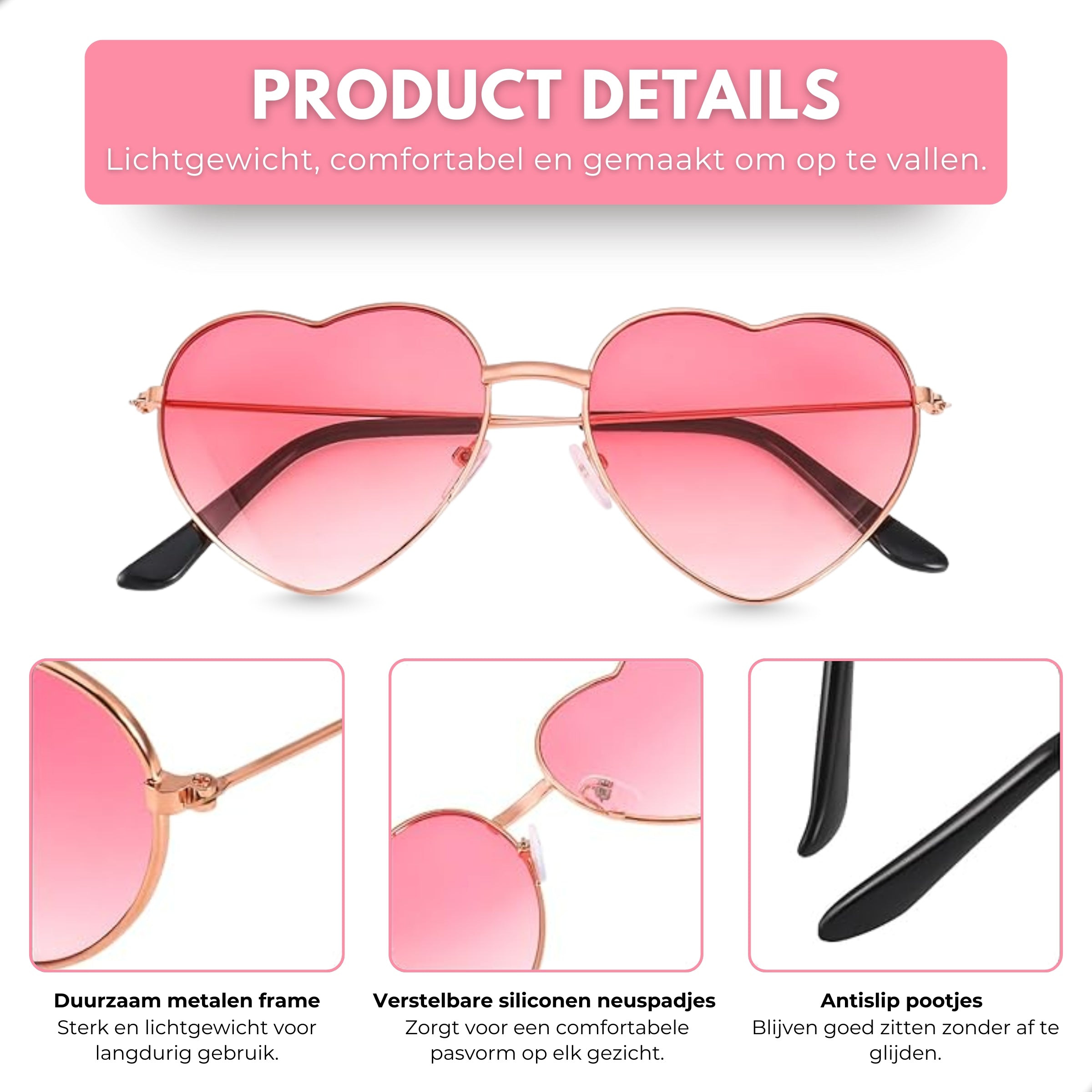 Boncy® Hartjes Zonnebril | 2-Pack | Roze