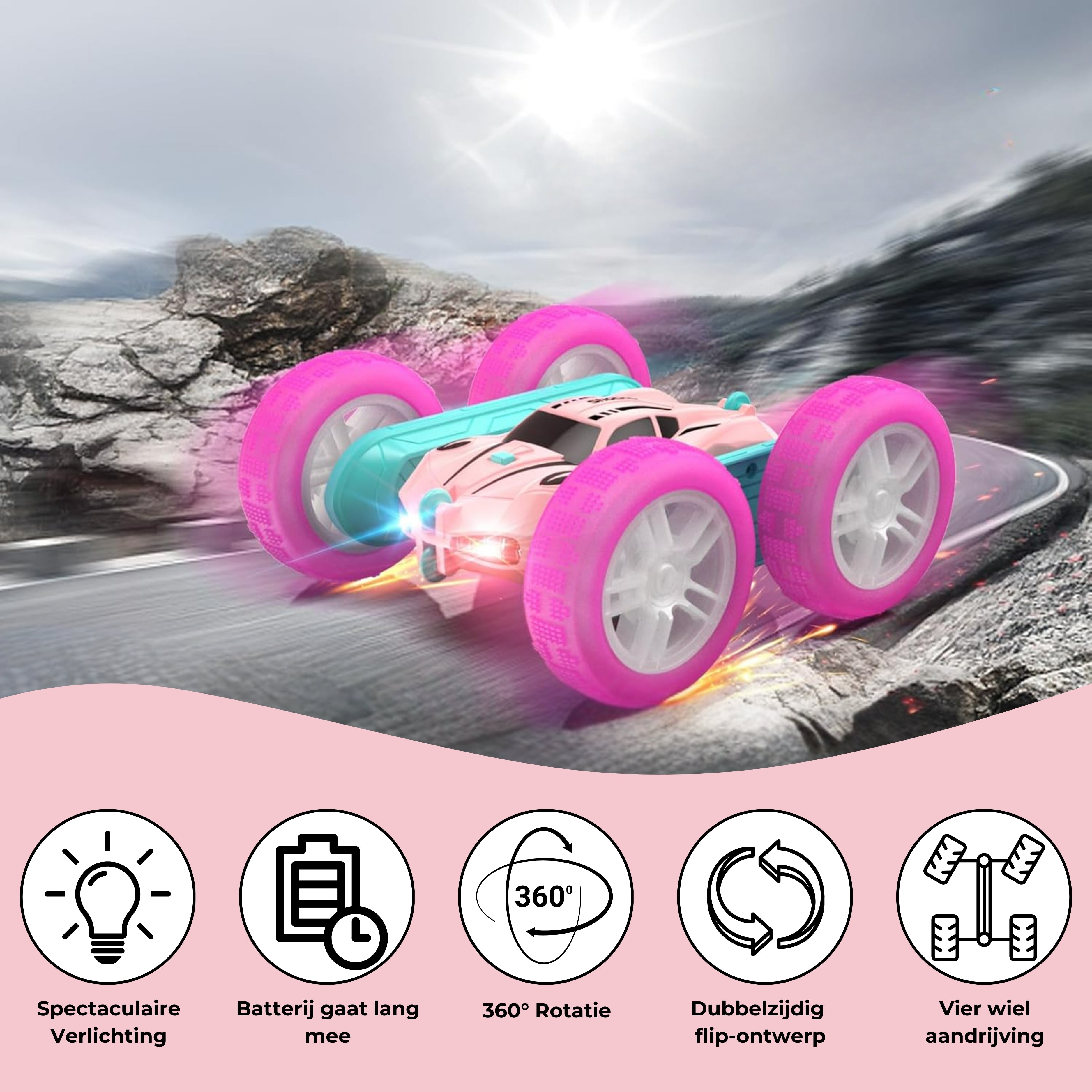 Bestuurbare Stunt Auto | Roze