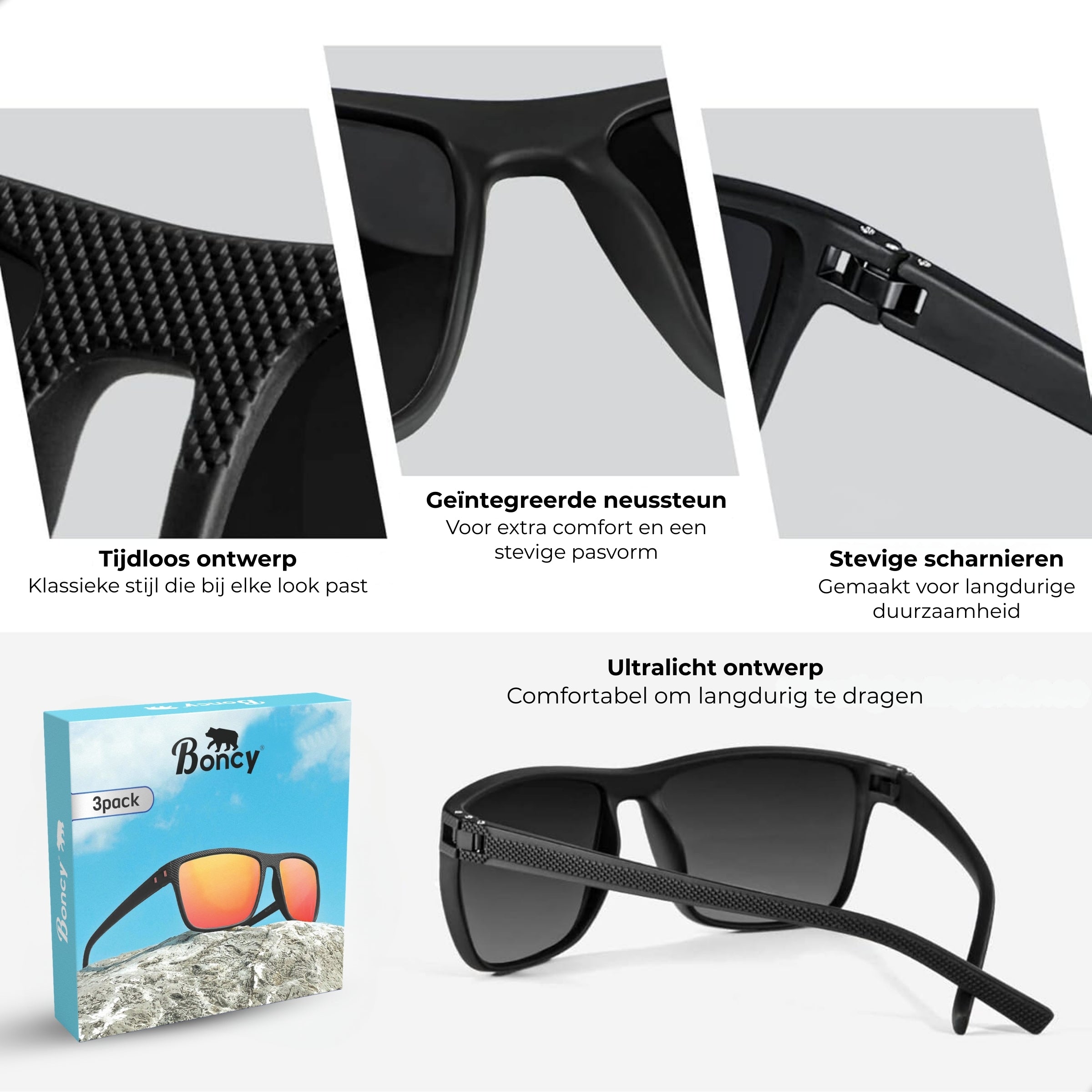 Boncy® Skyline Zonnebrillen | 3-Pack