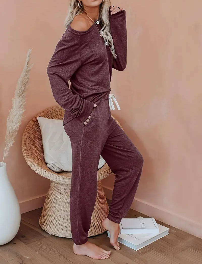 Pyjama Set Dames | Loungewear V-Top | Rood