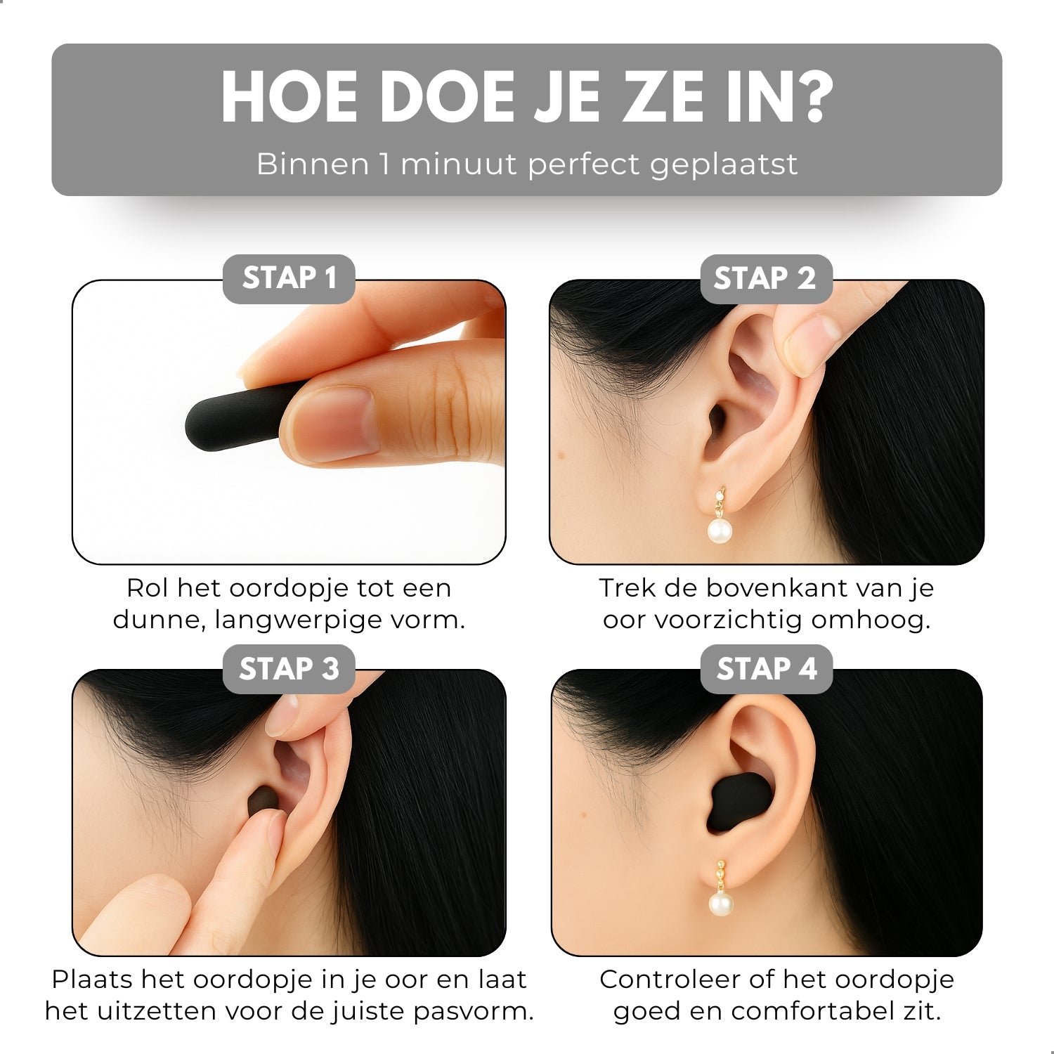 Boncy® Slaapoordoppen | 50 Stuks | Zwart