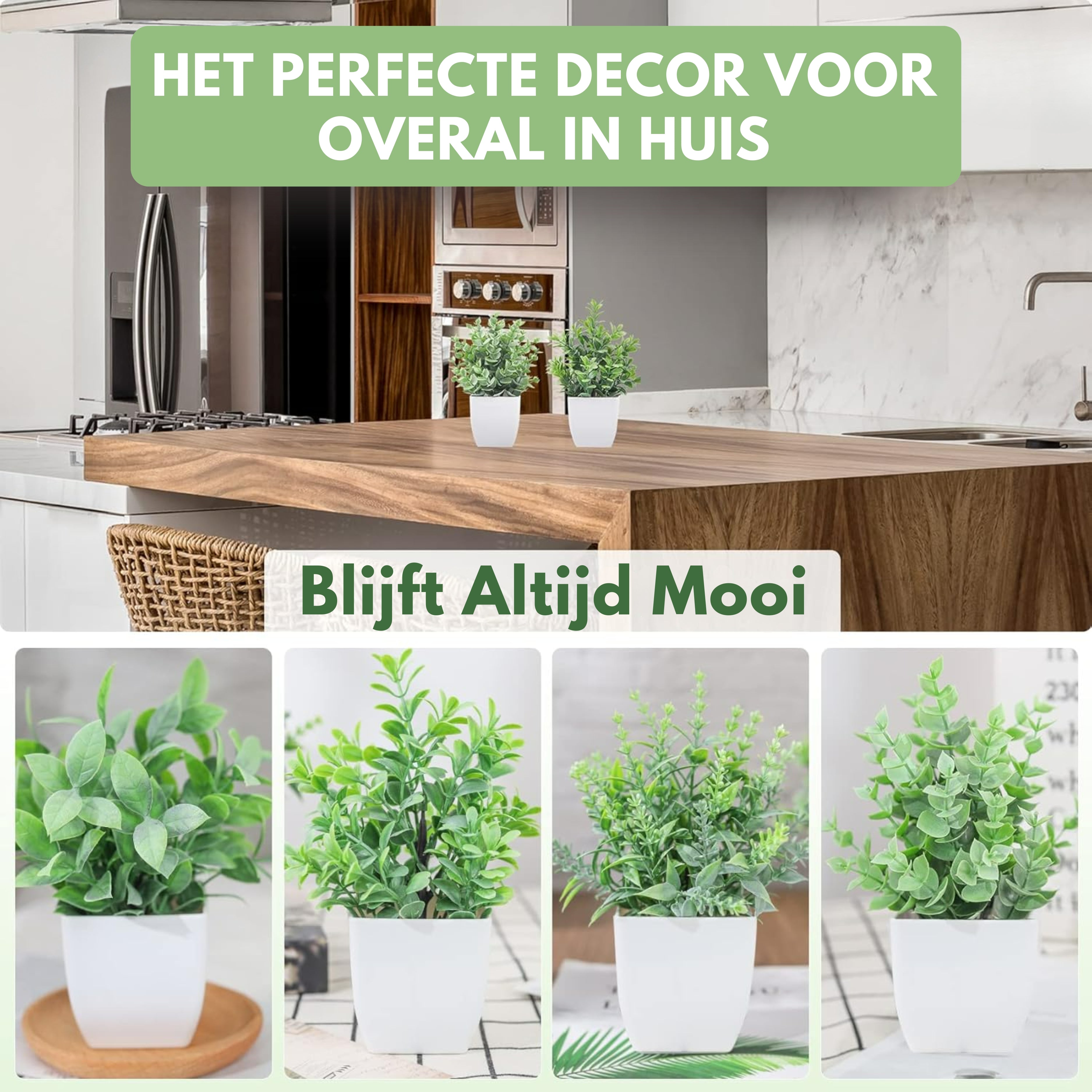 Premium Kunstplantjes in pot | 4 Stuks