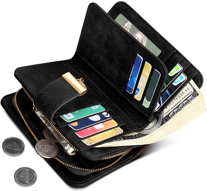 Portemonnee Dames | Zwart Leaf