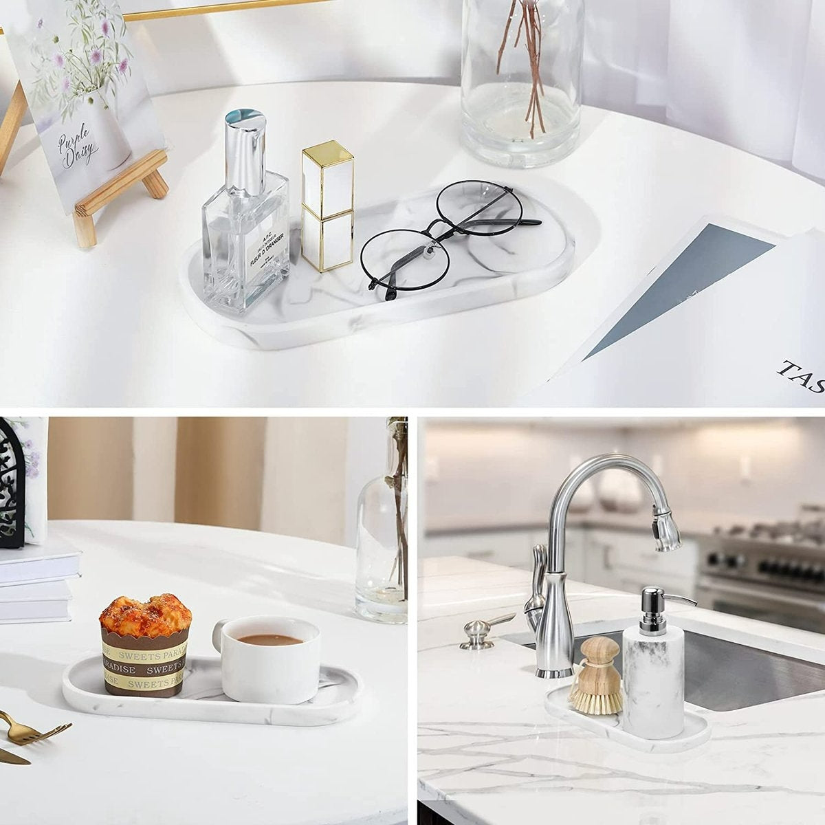 Kaarsenplateau | Wit Marmer-look (Resin hars)