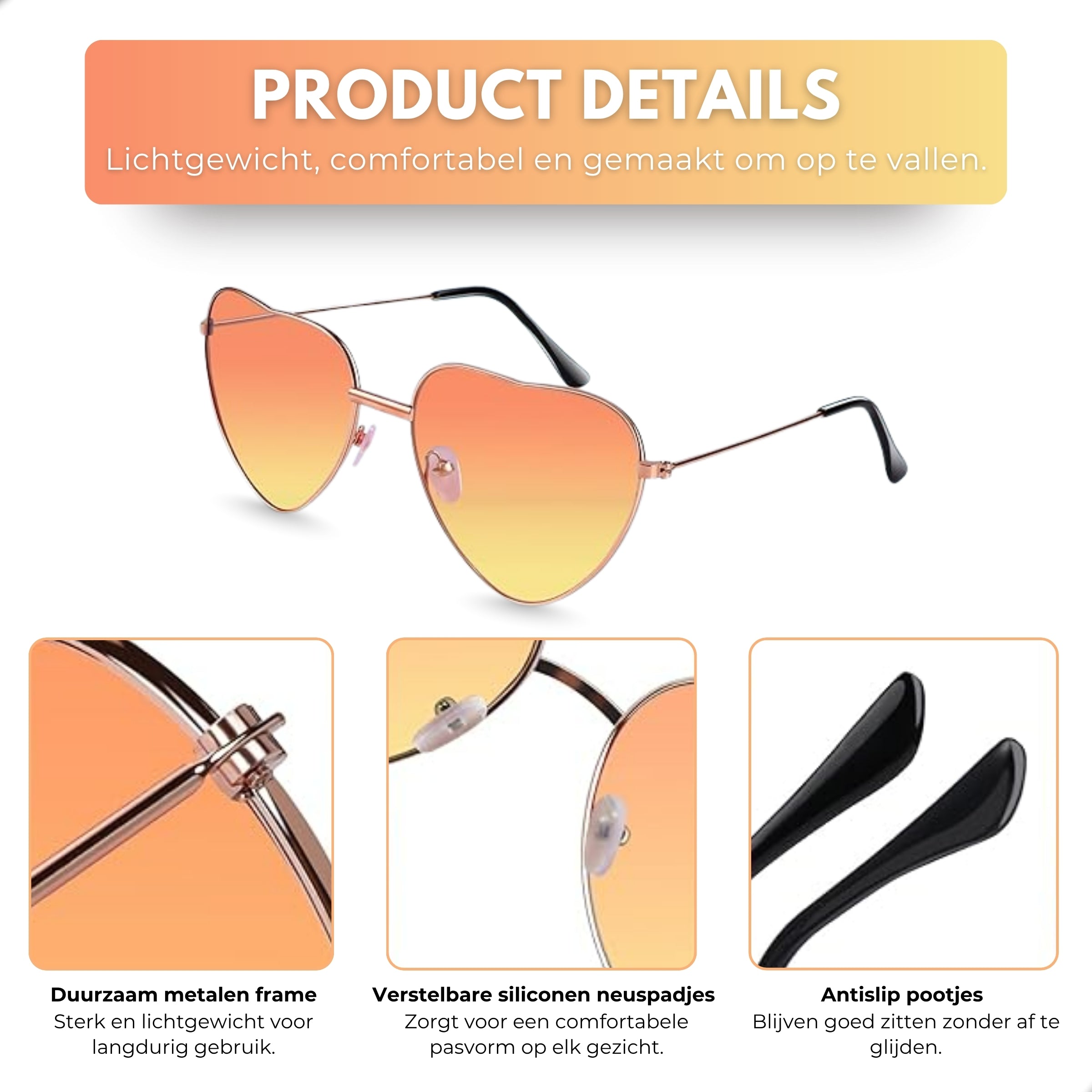 Boncy® Hartjes Zonnebril | 2-Pack | Gradient