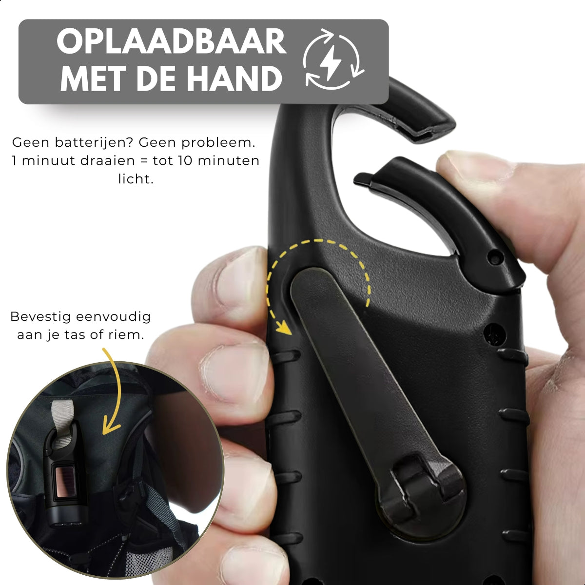 Boncy® Opwindbare LED Zaklamp | Zwart