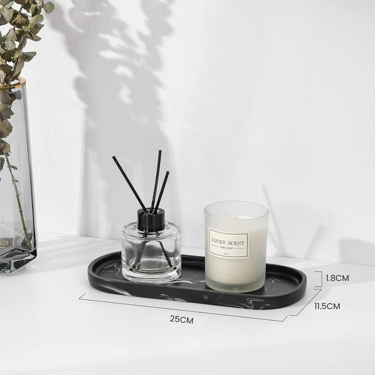 Kaarsenplateau | Zwart Marmer-look (Resin hars)