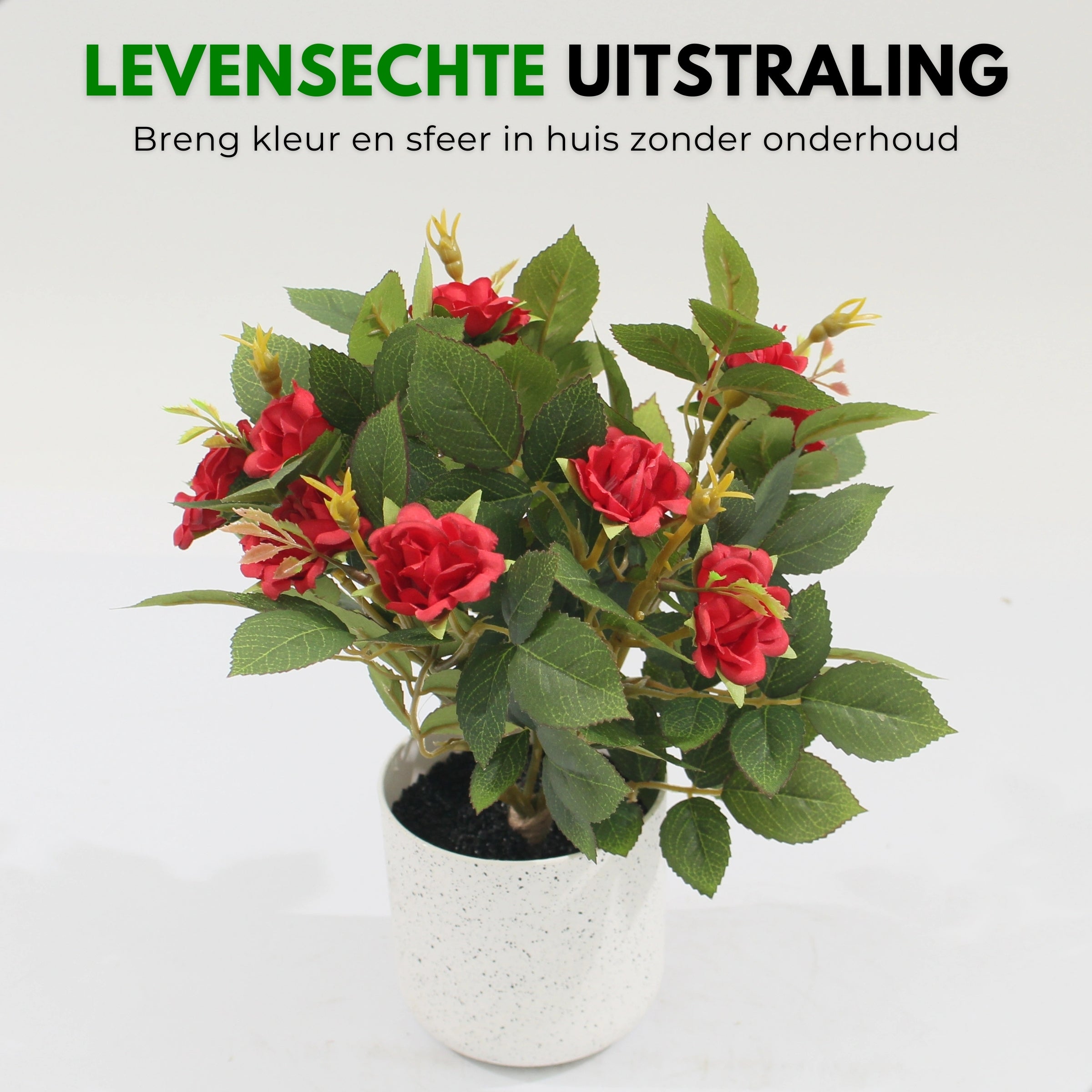 Boncy® Premium Kunstplant | Rozenstruik Rosa 25 cm