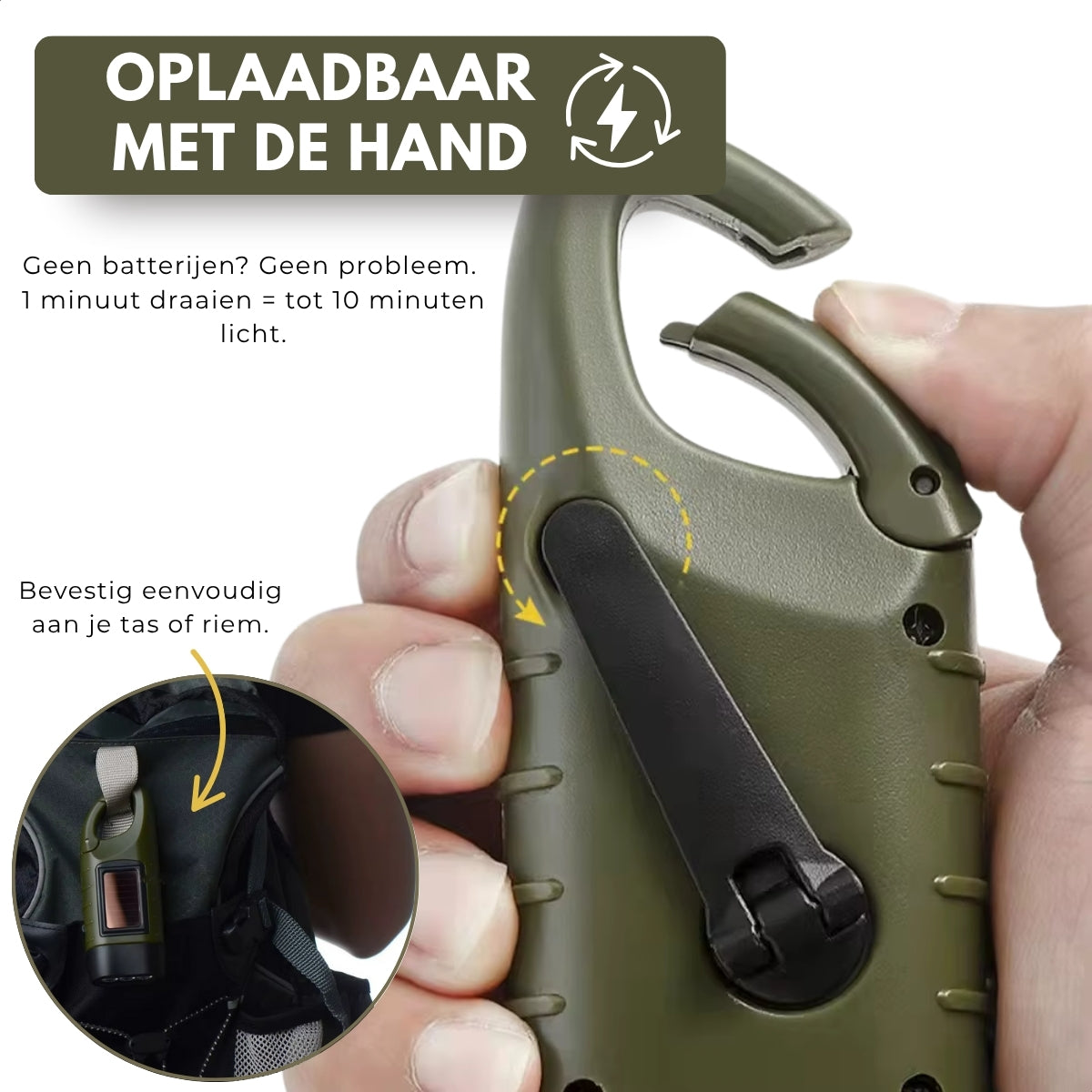 Boncy® Opwindbare LED Zaklamp | Groen