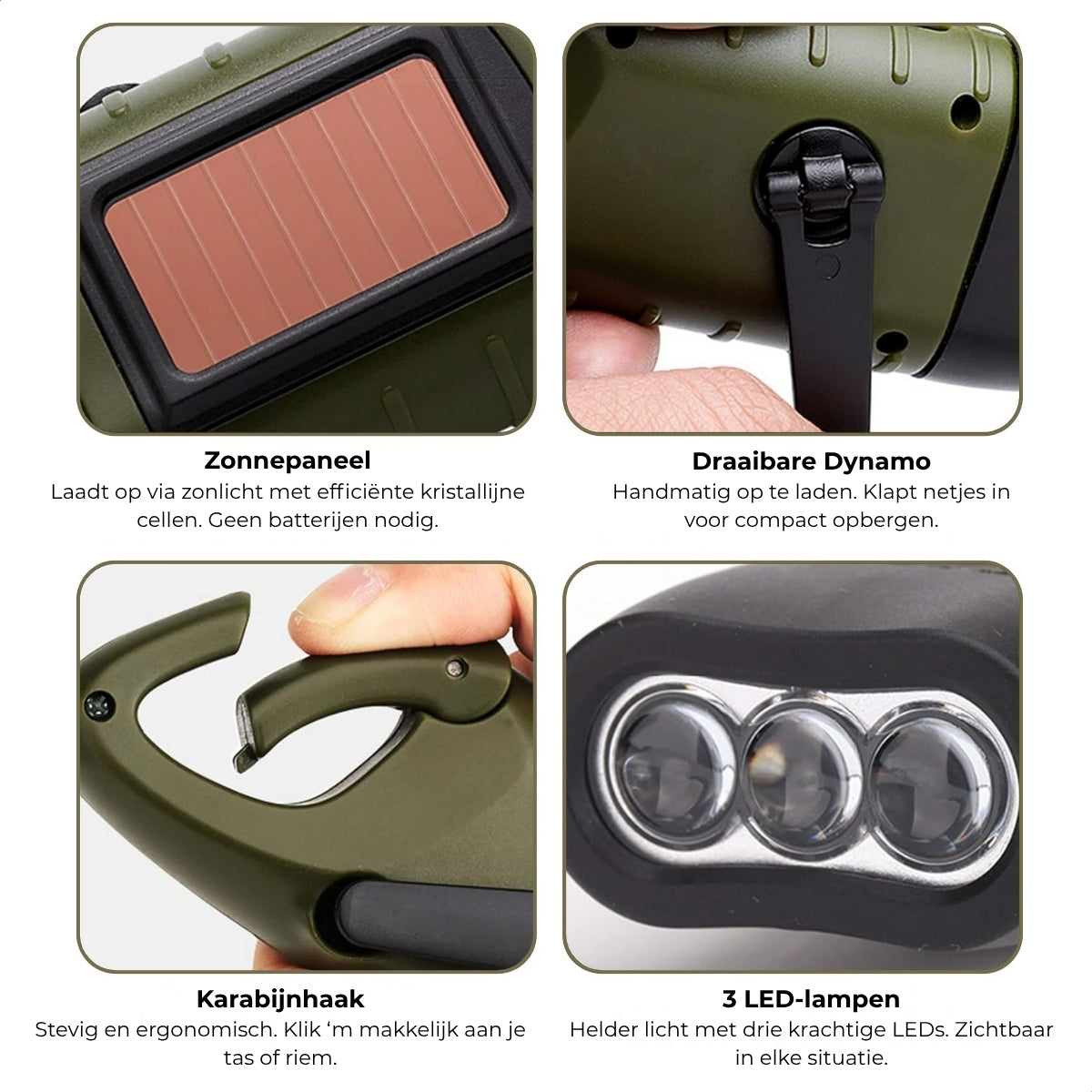 Boncy® Opwindbare LED Zaklamp | Groen