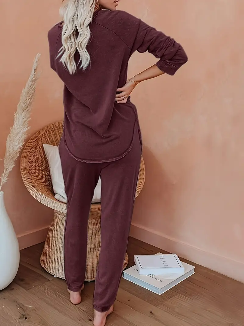 Pyjama Set Dames | Loungewear V-Top | Rood